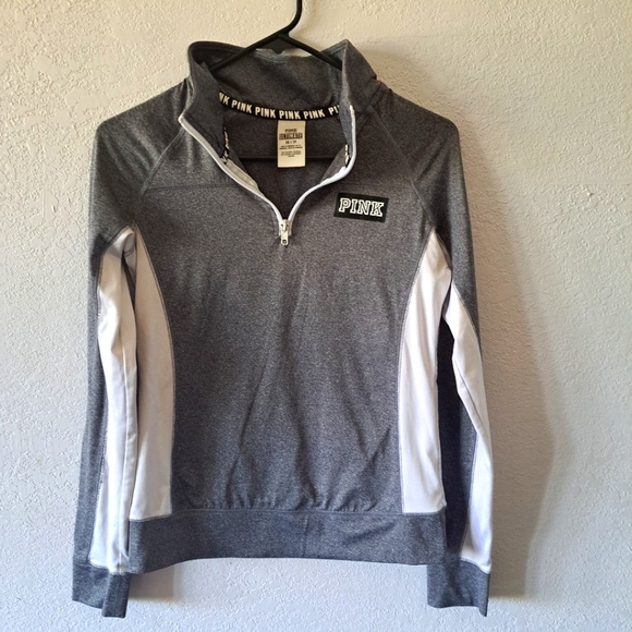 PINK Victoria's Secret Tops - Pink Victoria's Secret Gray Ultimate Half Zip up sweatshirt